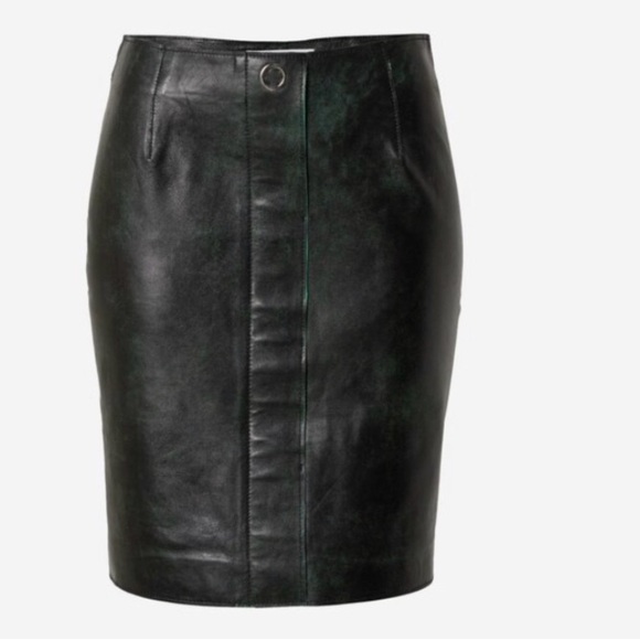 Day Birger Et Mikkelsen Dresses & Skirts - NWT DAY BIRGER ET Mikkelsen Elegant Black Leather Pencil Skirt Green Hue size S